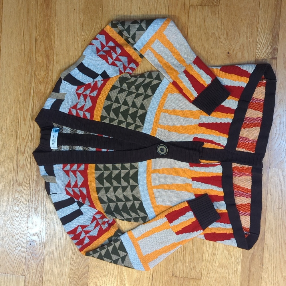 Anthropologie Multicolor Geometric Knit Cardigan - Picture 1 of 15